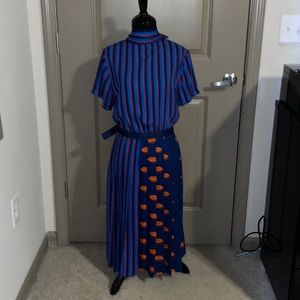 NWT- Fun mixed pattern pleated dress
